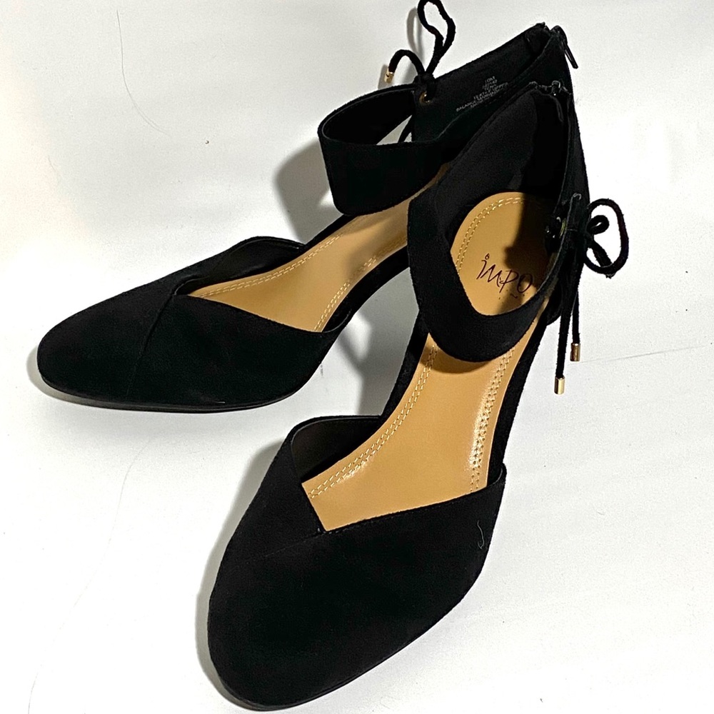 Impo Black Ankle Strap Heels